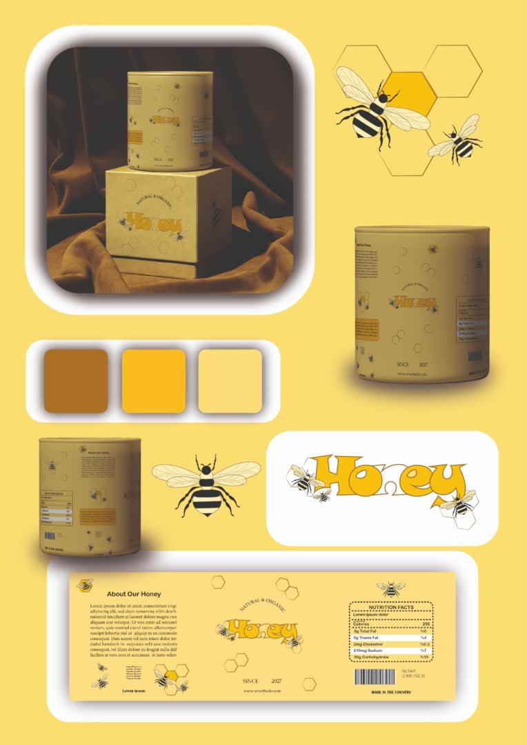 طراحی لیبل و لوگو  و هویت بصری برند honey