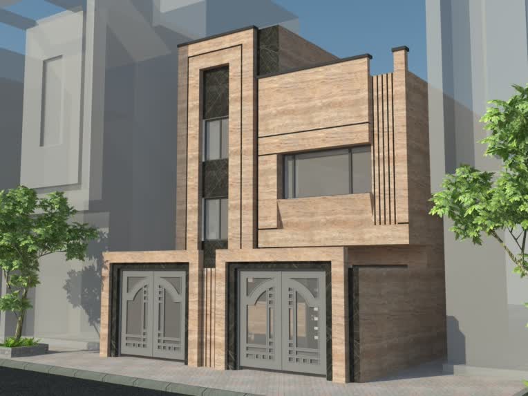 طراحی نمای مدرن یک طبقه مسکونی