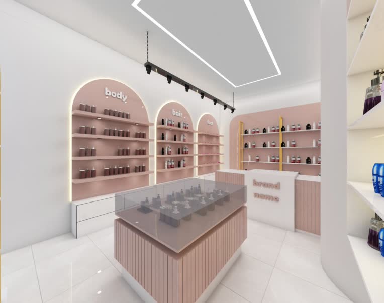 طراحی دکوراسیون فروشگاه لوازم ارایشی بهداشتی