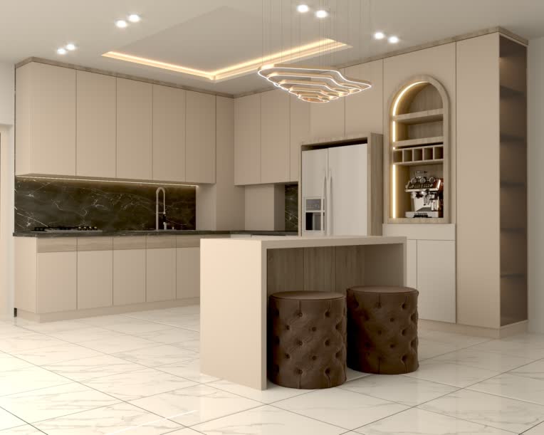 طراحی کابینت مدرن نسکافه ای سوپرمات و براق