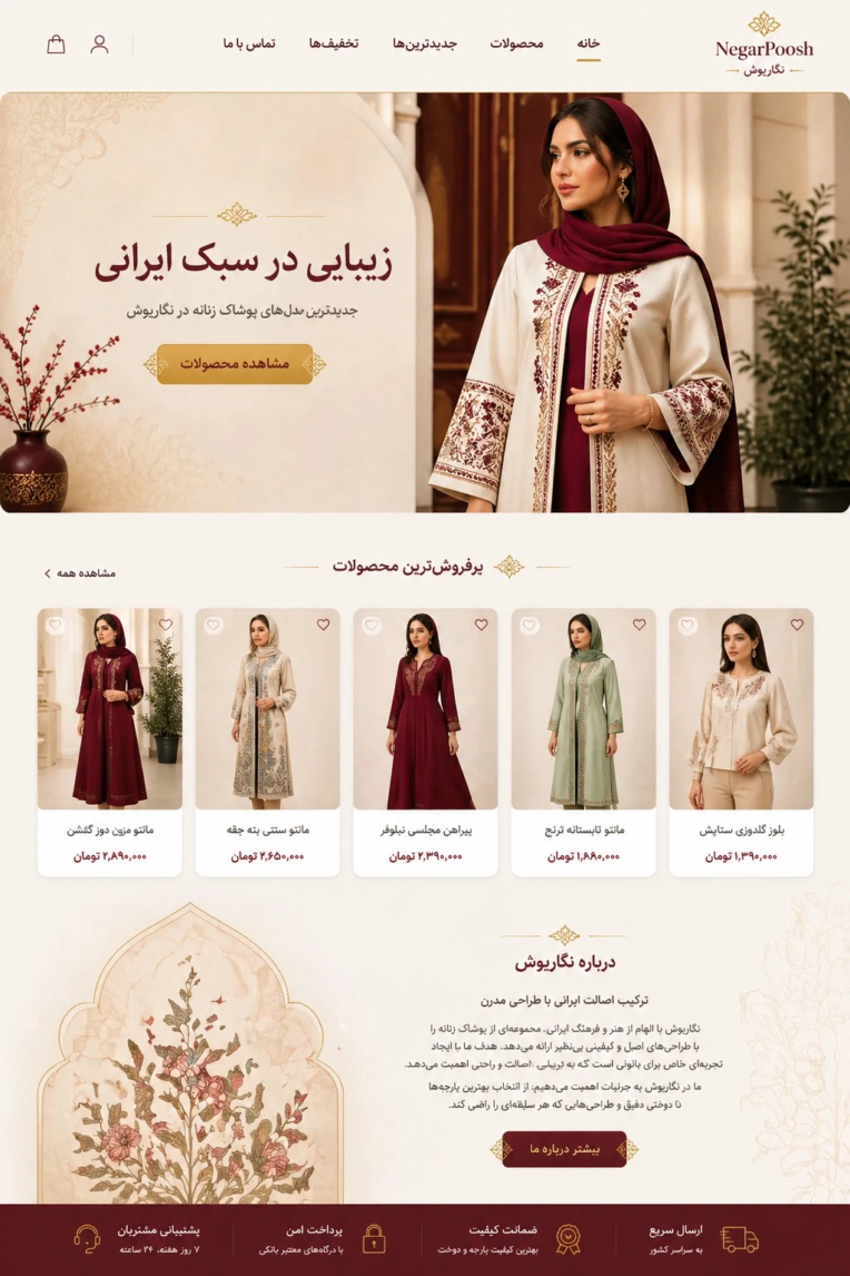 طراحی سایت فروشگاهی پوشاک به سبک ایرانی