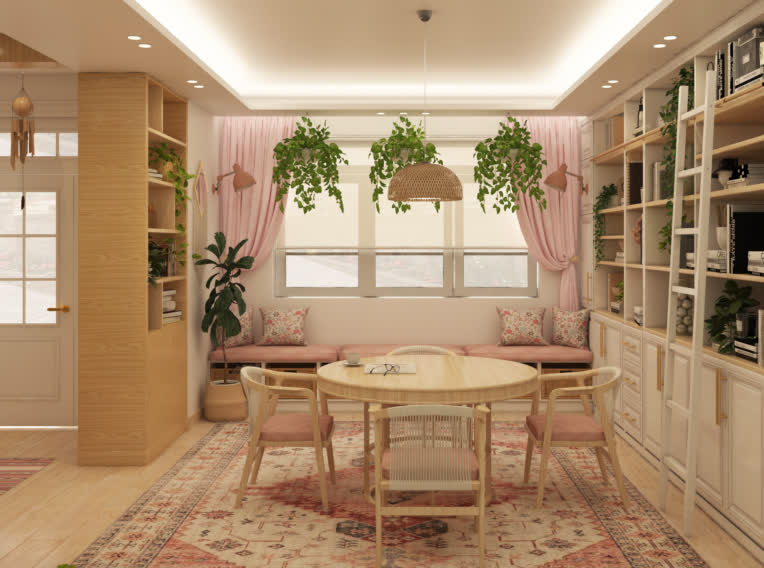 طراحی داخلی فضای کتابخانه پروژه مسکونی