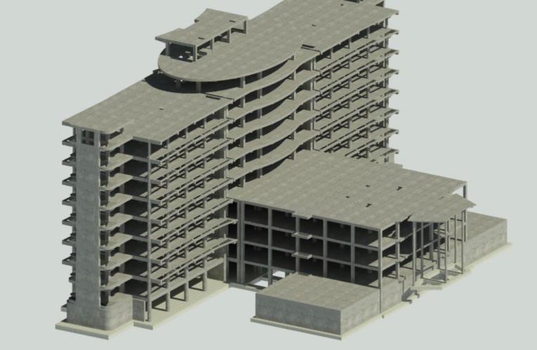 مدل bim اسکلت بیمارستان خاتم الانبیا شیراز
