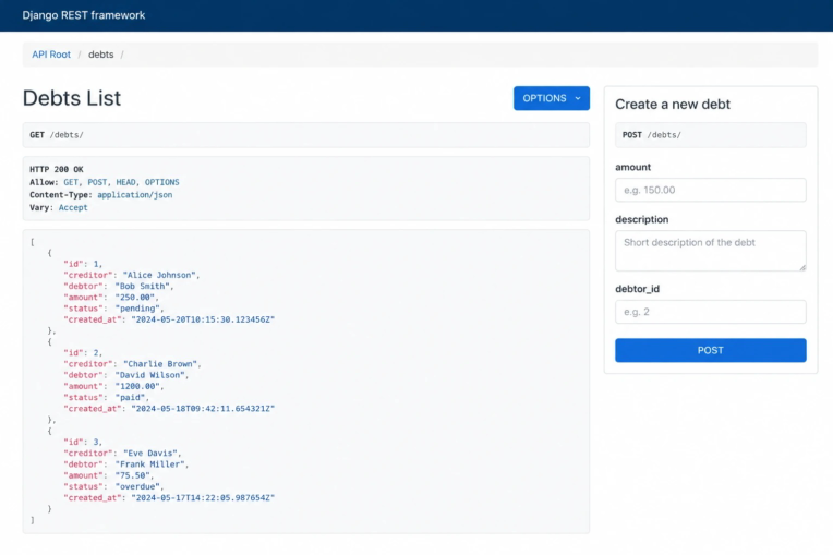 ( مدیریت بدهی )Debt Managment API