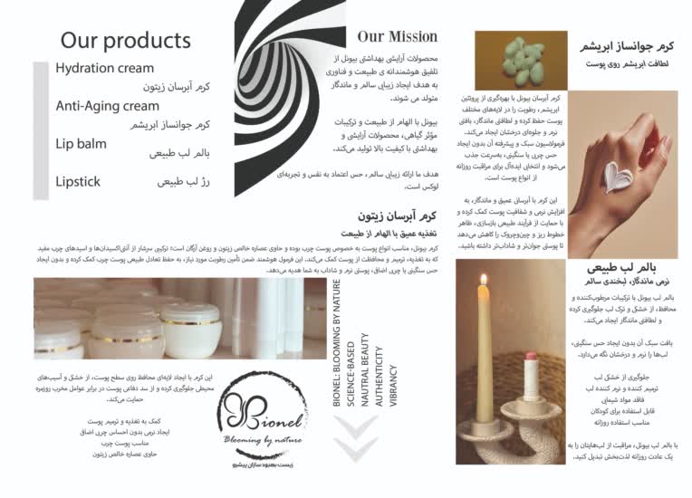 طراحی بروشور سه لتی برای معرفی محصولات شرکت بیونل