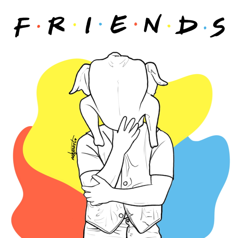 طراحی استیکرهای لاین‌آرت سریال Friends