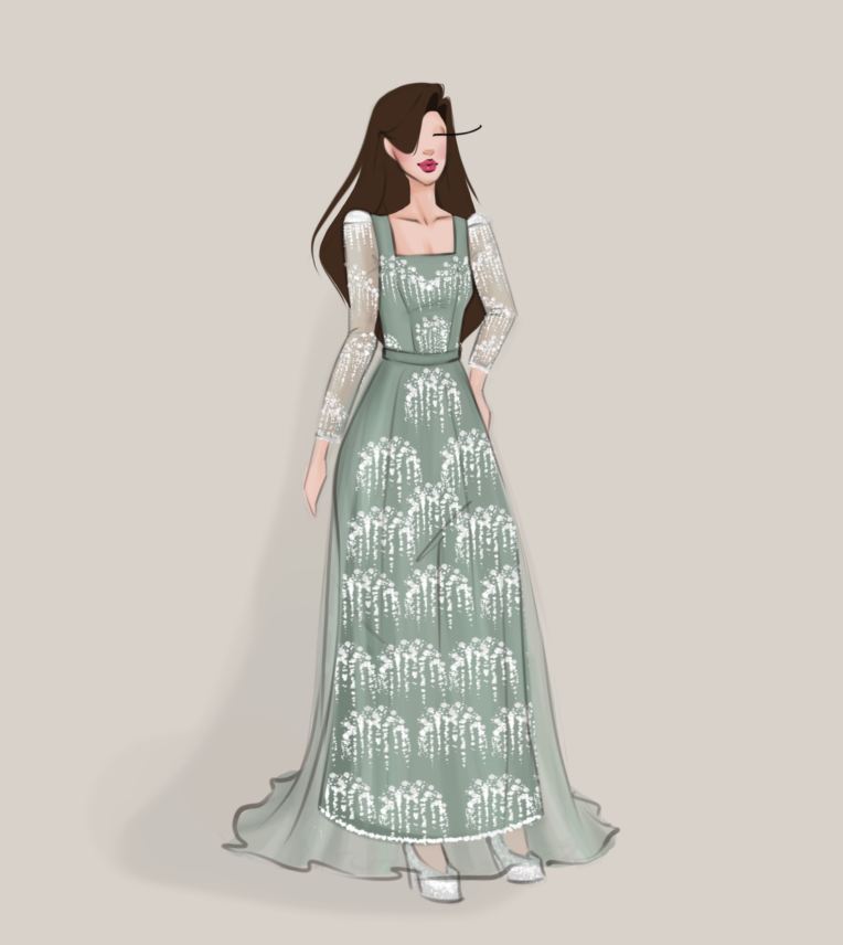 طراحی لباس مجلسی از روی کار دوخته شده