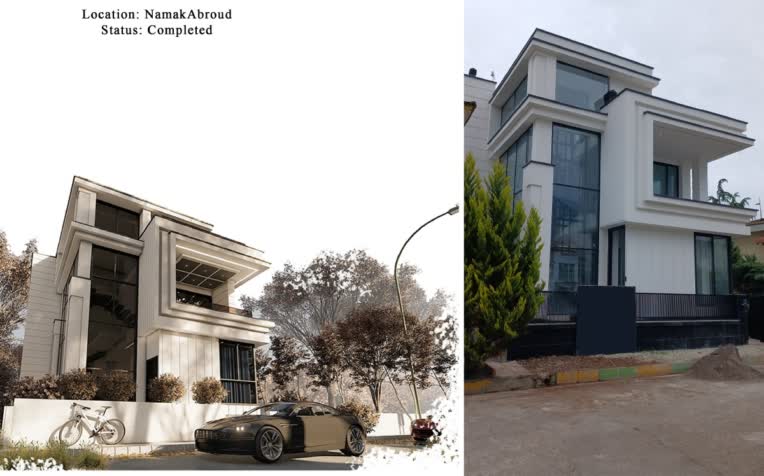 طراحی نما مینیمال ویلا مسکونی در نمک آبرود