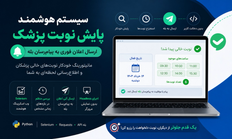سیستم هوشمند پایش نوبت پزشک + ارسال اعلان به پیام‌رسان داخلی