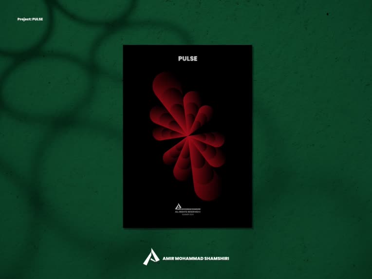 طراحی پوستر مینیمال PULSE ( با ایده از قلب انسان )