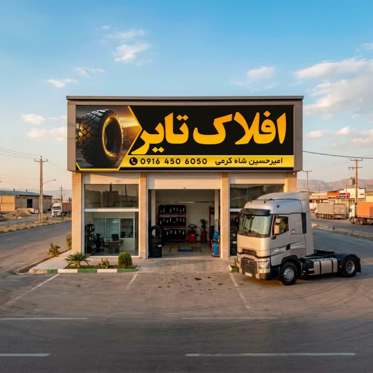 طراحی بنر فروشگاه لاستیک سنگین “افلاک تایر”