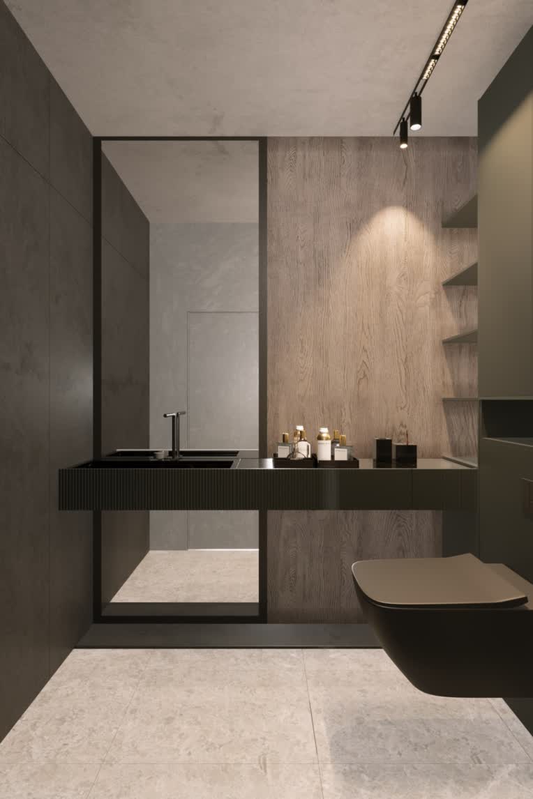 طراحی و رندر سرویس بهداشتی به سبک مدرن