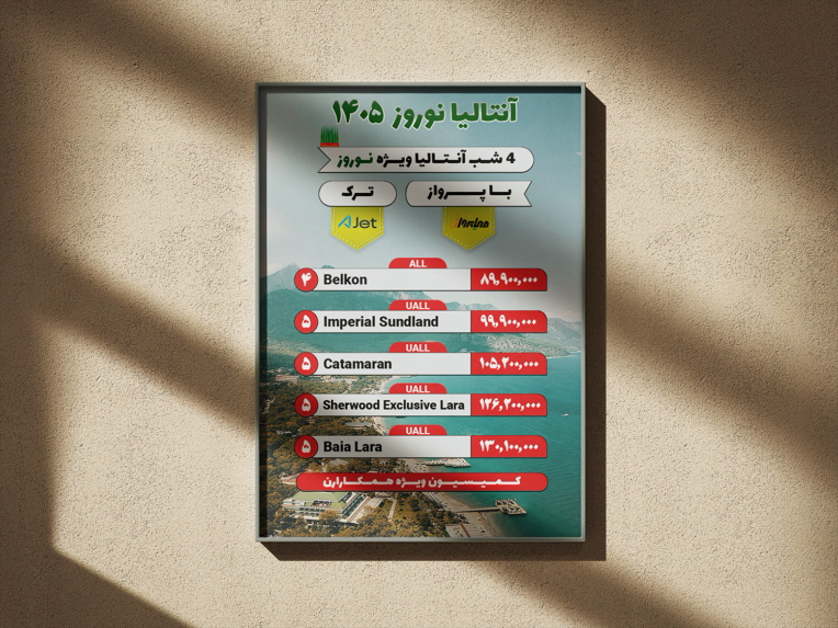 پوستر آنتالیا نوروز 1405 مهیا پرواز