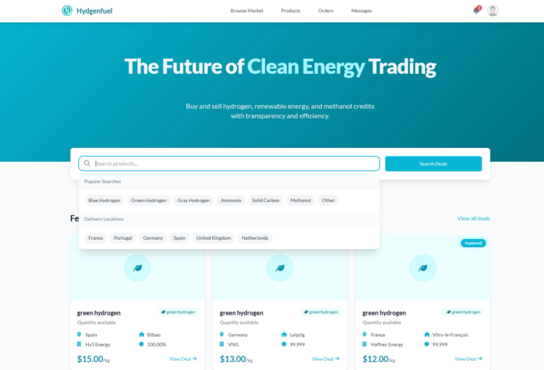 پلتفرم خرید و فروش انرژی - Hydgenfuel Marketplace
