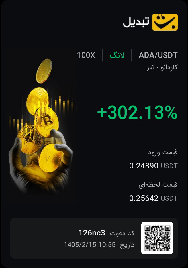 نتیجه سود سیگنال 13-02-1405 - 300درصد در 2روز