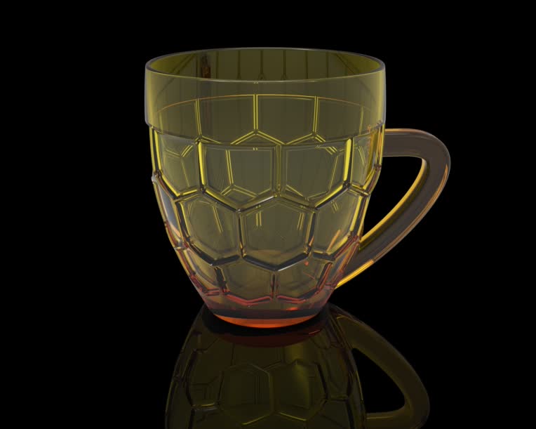 مدلسازی و رندرینگ یک ماگ با الگوی هندسی چندضلعی (Polygon Pattern Cup)