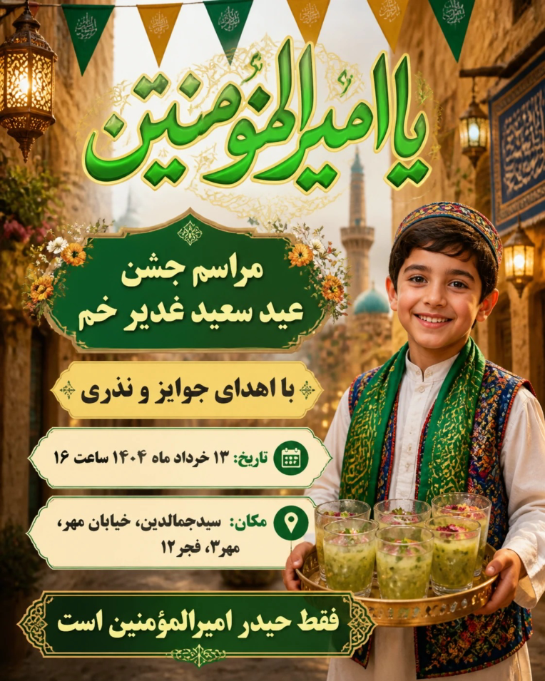 بنر مراسم محلی طراحی بنر مراسم جشن و نذری عید سعید غدیر خم