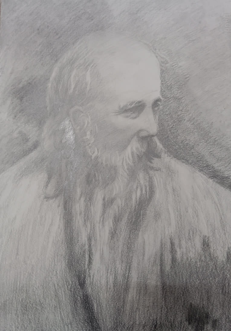 پرتره خالی پیرمرد با نگاهی آرام
