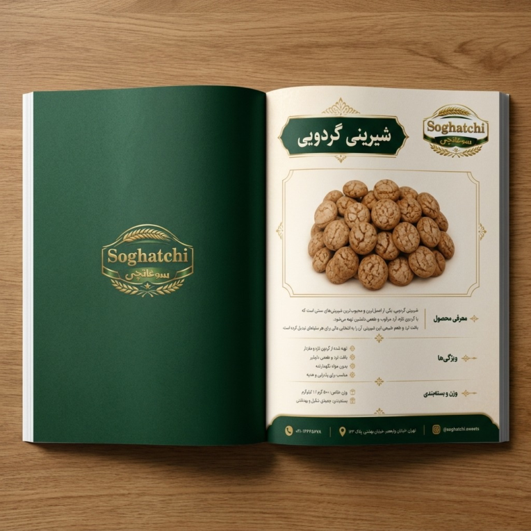 طراحی کاتالوگ معرفی محصول (شیرینی و سوغات محلی)