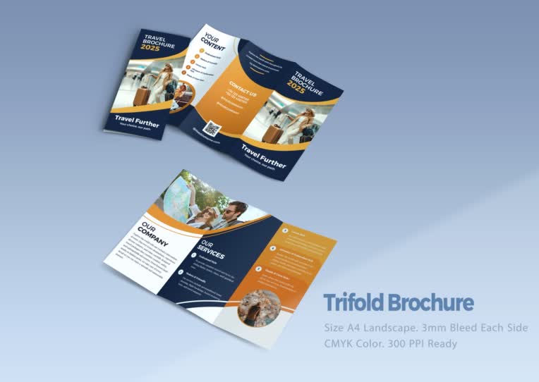 طراحی بروشور سه‌لتی شرکتی و گردشگری (Travel / Agency / Business Trifold Brochure)