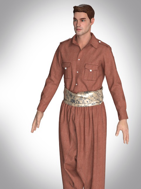 لباس کردی مردانه مدل ساده پیراهنی