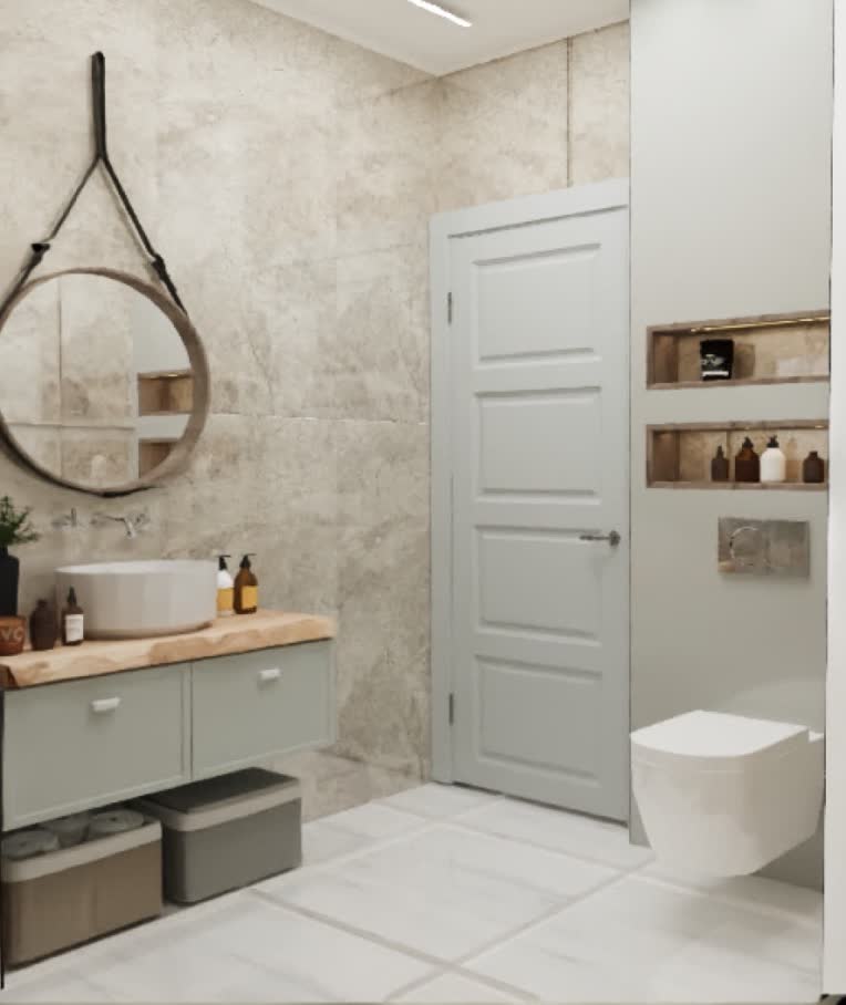 طراحی سرویس بهداشتی والهنگ و روشویی کابینتی