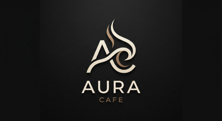 نمونه طراحی لوگوی اختصاصی برای کافه AURA