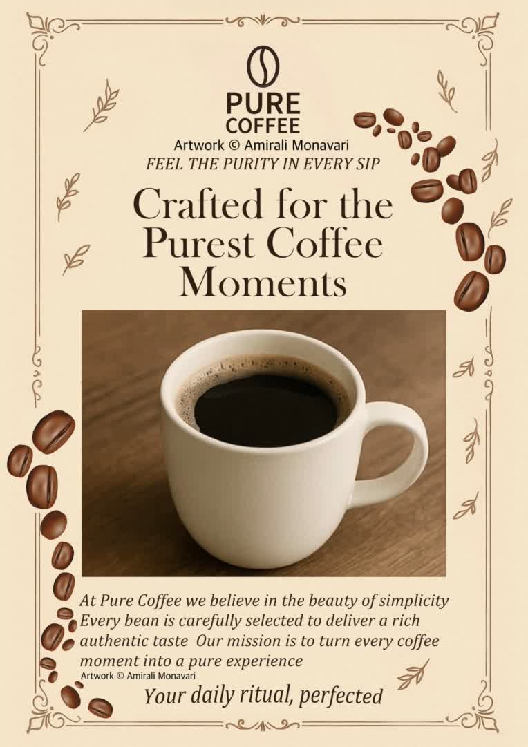 پوستر تبلیغاتی «Pure Coffee» – نسخه کاتالوگ