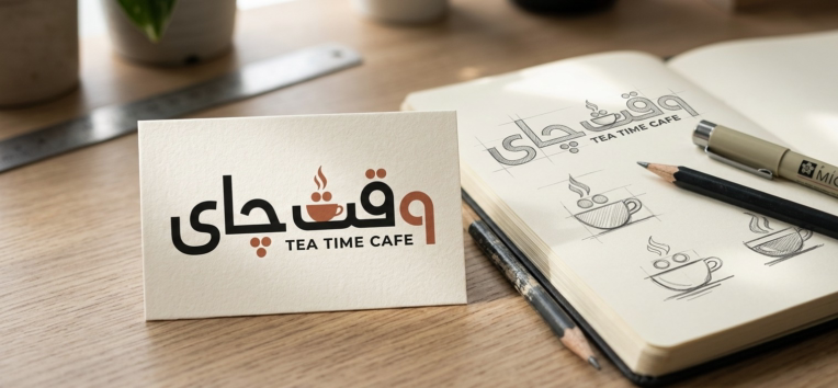 نمونه کار تایپوگرافی برای کافه وقت چای