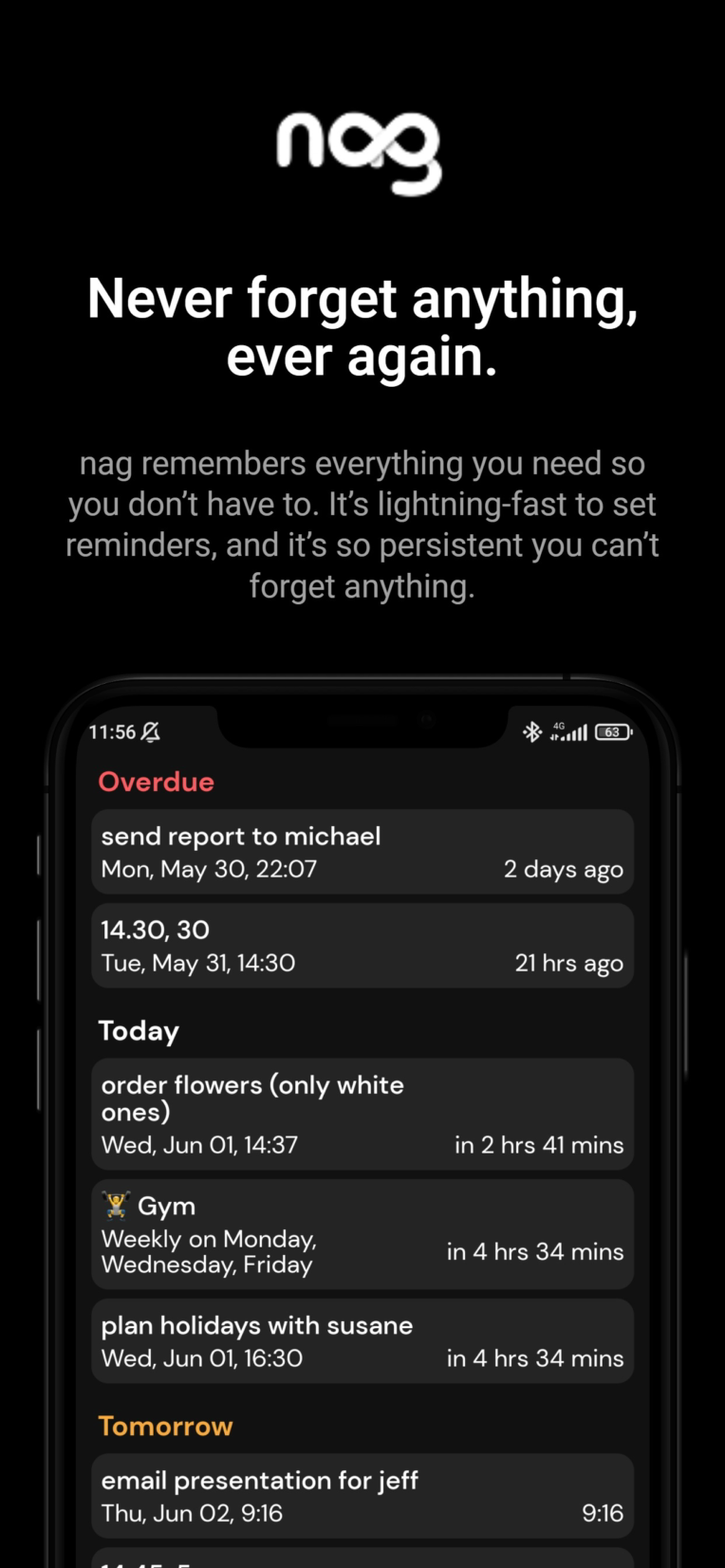 nag reminder -  اپلیکیشن یادآور پیشرفته