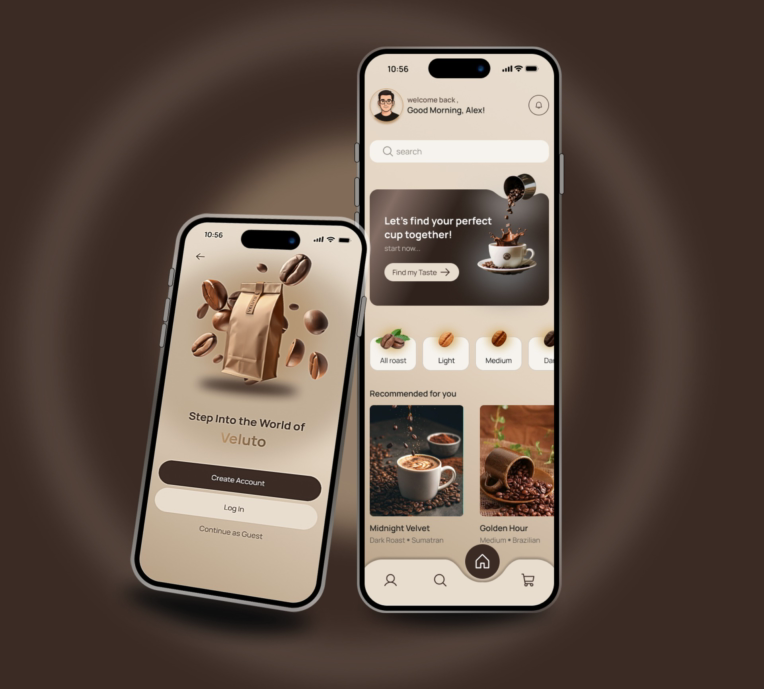 طراحی اپلیکیشن موبایل فروش قهوه