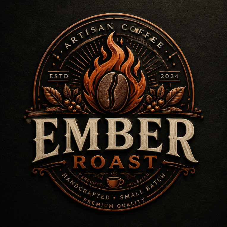 طراحی نشان تجاری (Emblem) و هویت بصری برند قهوه EMBER ROAST