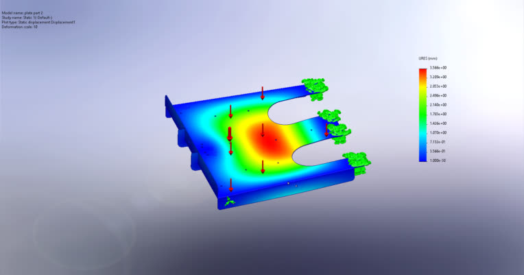 مدلسازی صفحه شیت متال  و تحلیل استاتیکی ان در  solidworks