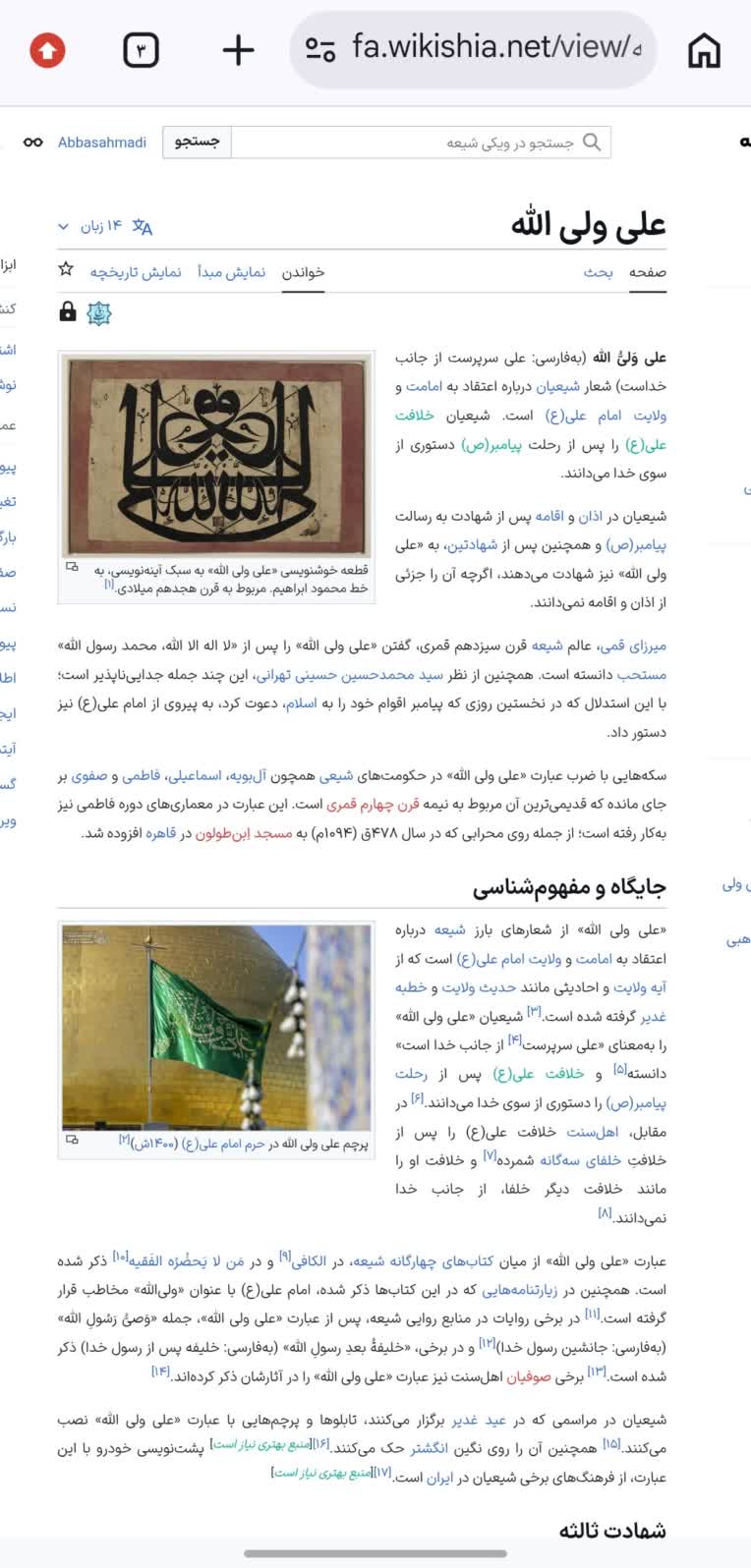 مقاله سنگین و دشوار «علی ولی الله» که به ۱۴ زبان زنده دنیا ترجمه شده است.