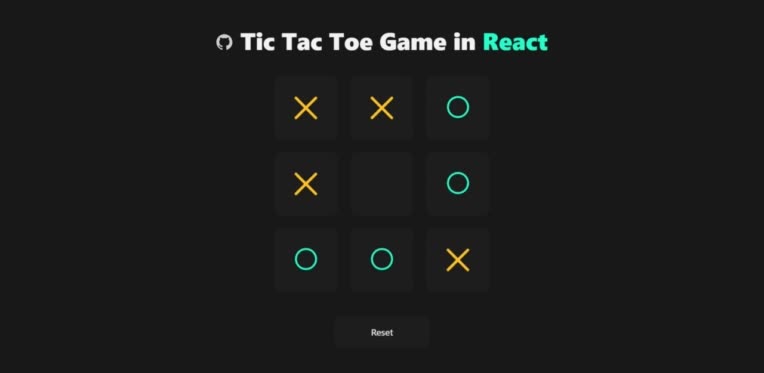 وب اپلیکیشن بازی Tic Tac Toe - react