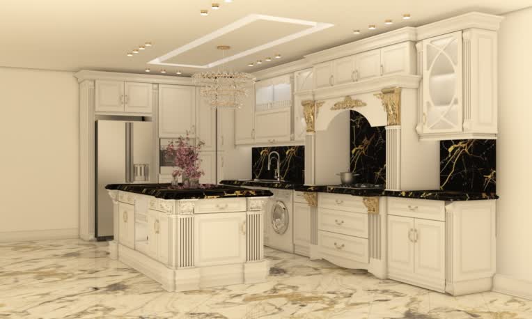 طراحی آشپزخانه مجلل به سبک کلاسیک (Luxury Classic Design)