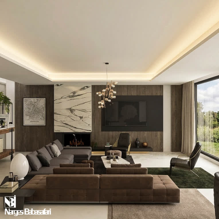 طراحی داخلی مدرن و مدلسازی ویلای ییلاقی