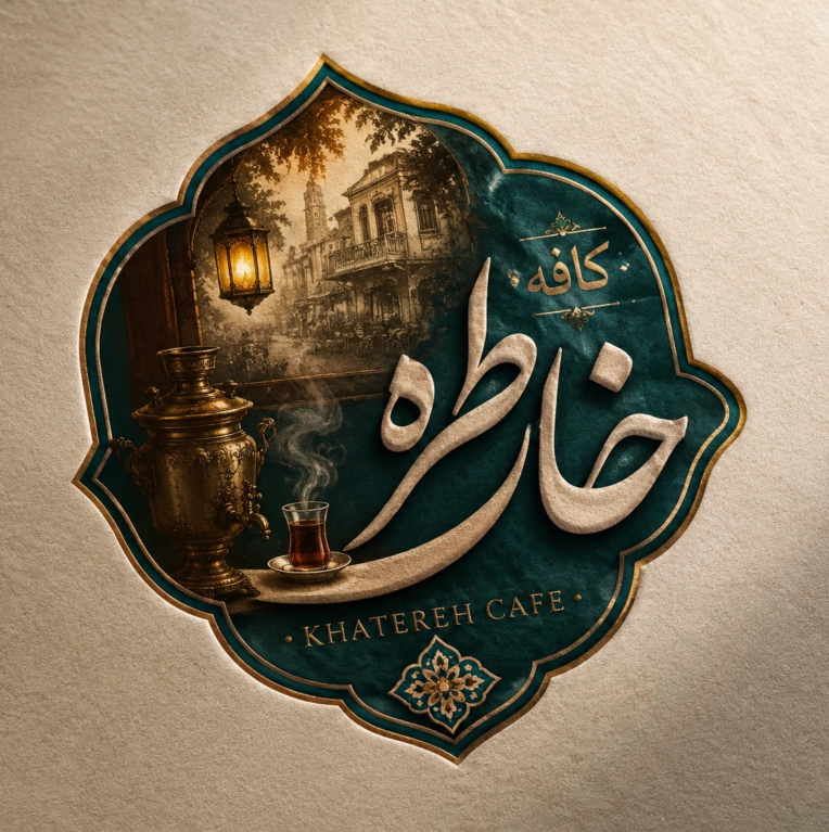 طراحی لوگو کافه سنتی نوستالژیک خاطره