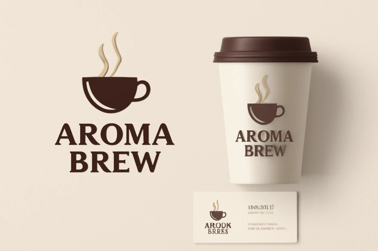طراحی هویت بصری  برند قهوه Aroma Brew  آی
