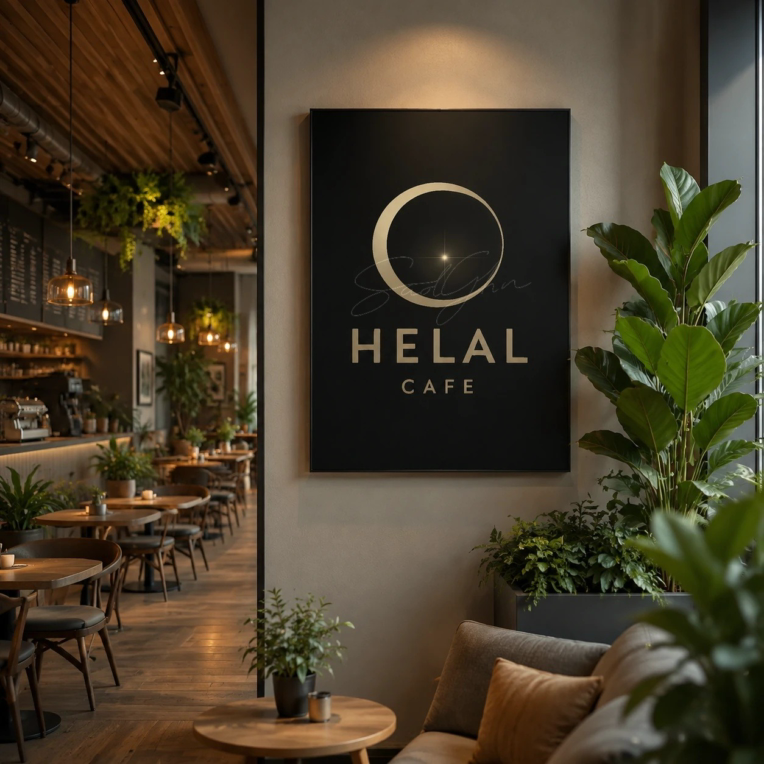 طراحی لوگو کافه HELAL | حلقه‌ای از آرامش و مهمان‌نوازی.