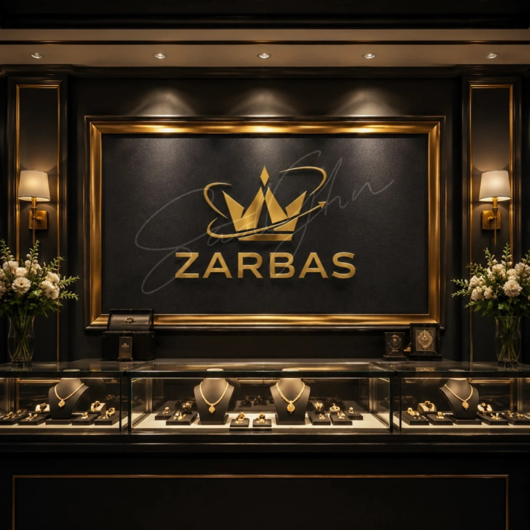 طراحی لوگو مدرن ZARBAS | هویت بصری لوکس برای برند جواهرات