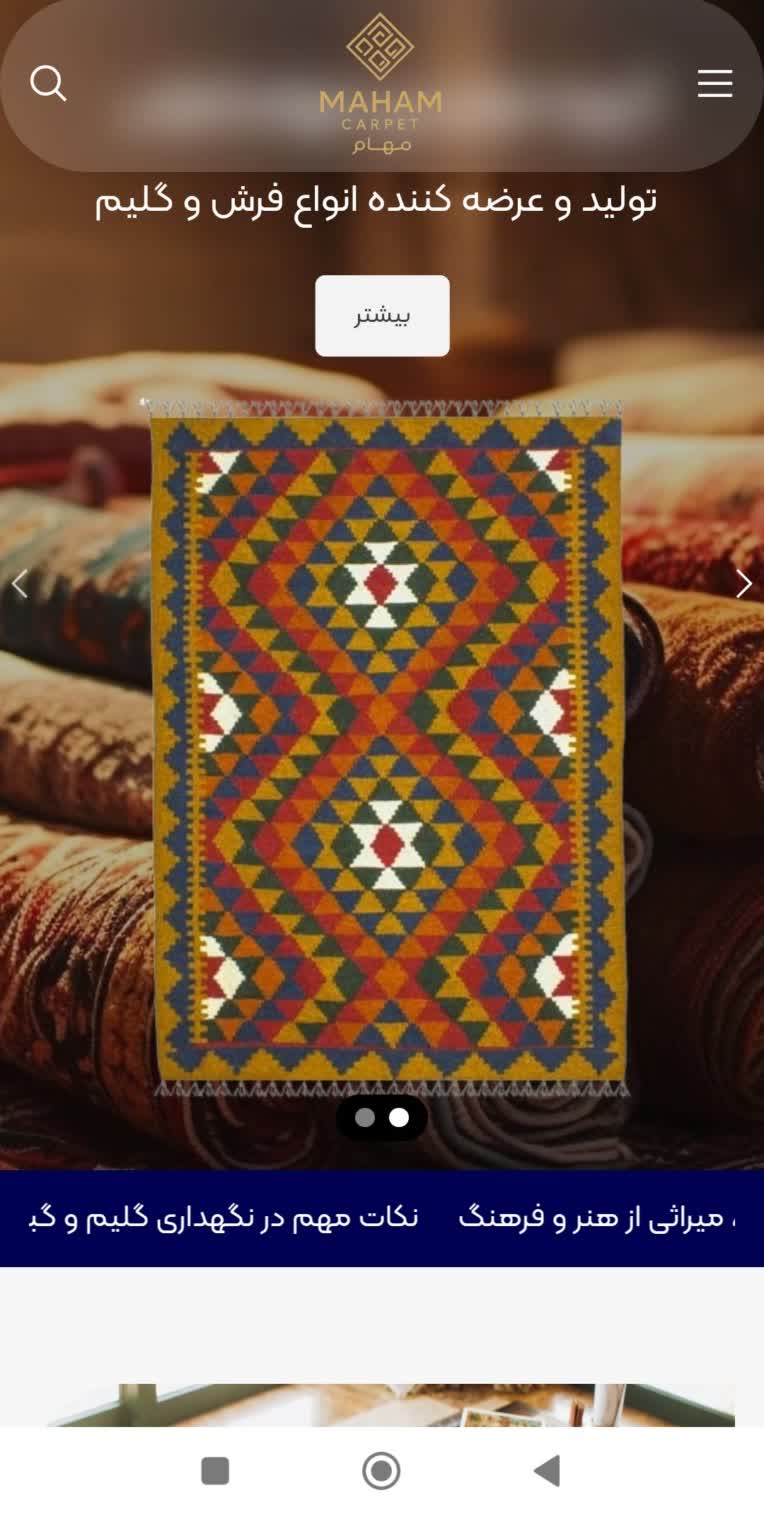 وبسایت فروش فرش و دریافت سفارشات بصورت b2b