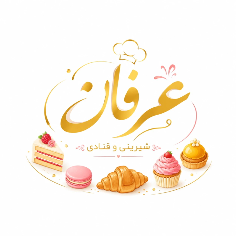 طراحی هویت بصری و لوگوی لوکس شیرینی‌فروشی «عرفان»