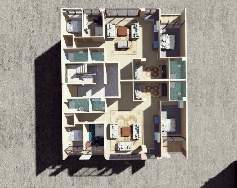 پلان و رندر سه‌بعدی واحدهای مسکونی