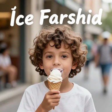 ساخت پوستر که روی آن نوشته شده بستنی فرشید