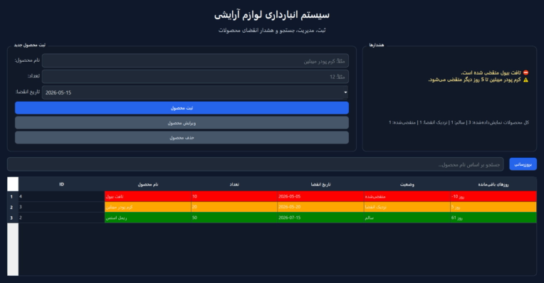 سیستم مدیریت انبار لوازم آرایشی