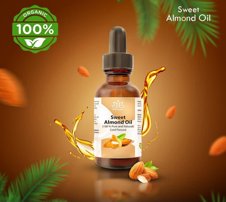 طراحی بنر محصول برای حیطه کاری آرایشی و بهداشتی روغن بادام