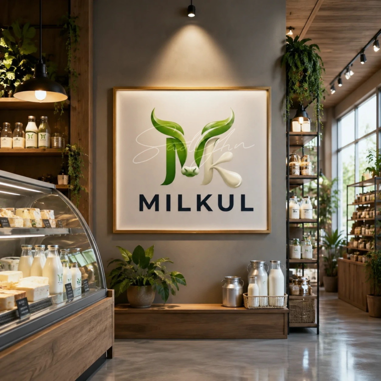 طراحی لوگو لبنیاتی (MILKUL) | طعم اصیل طبیعت در هر قطره شیر تازه.