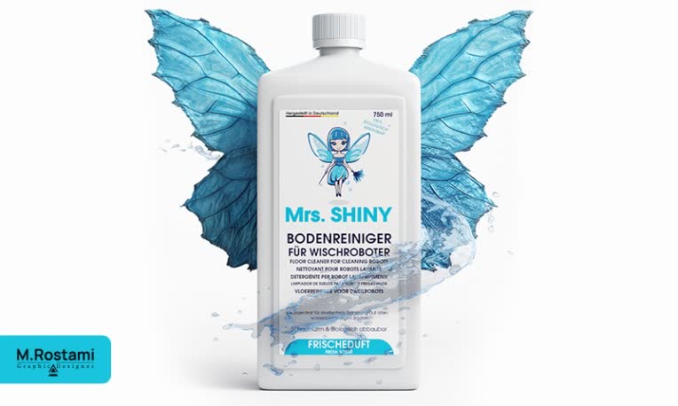 دیزاین لیبل Mrs. Shiny مدلسازی محصول شوینده