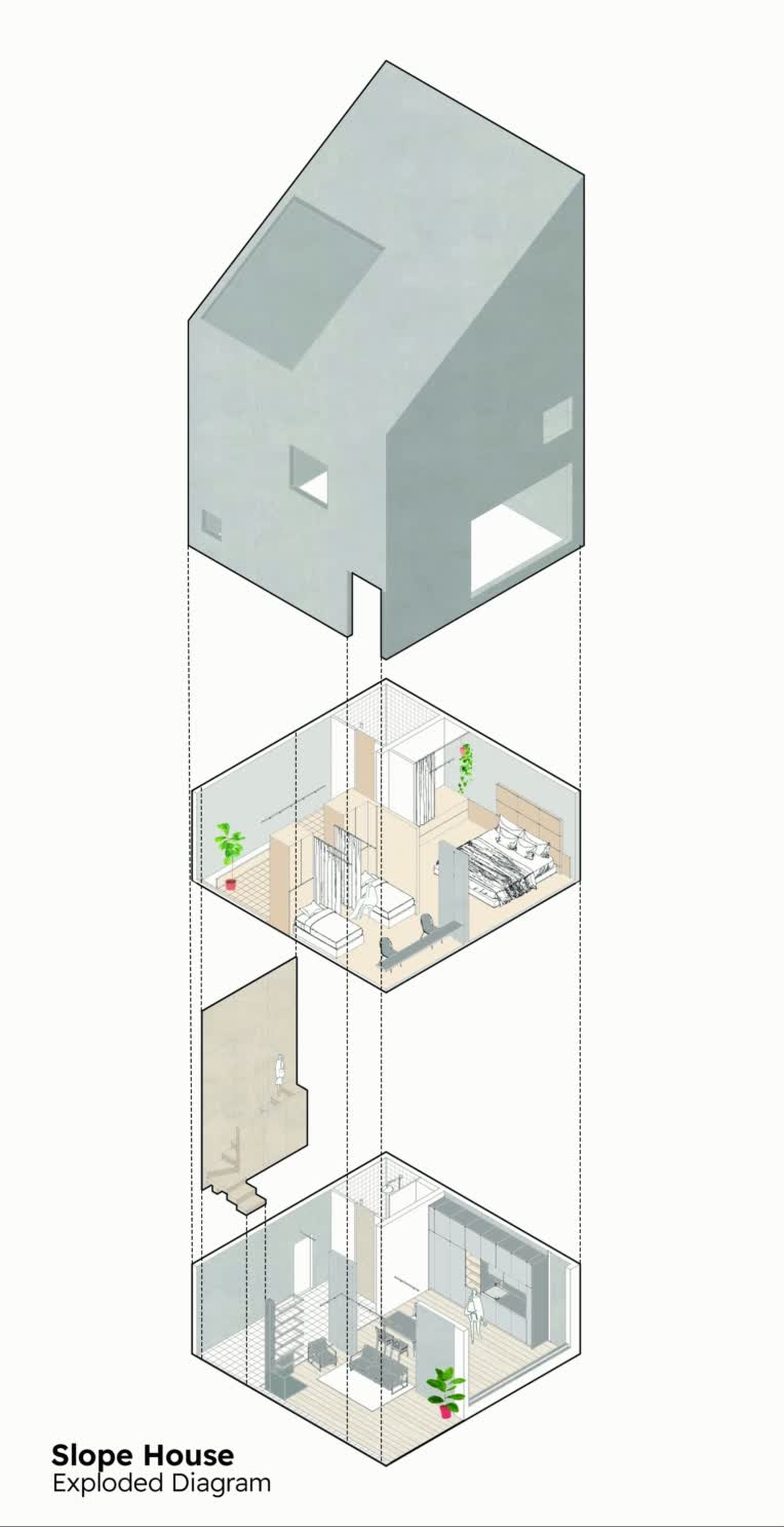 طراحی دیاگرام Exploded slope house